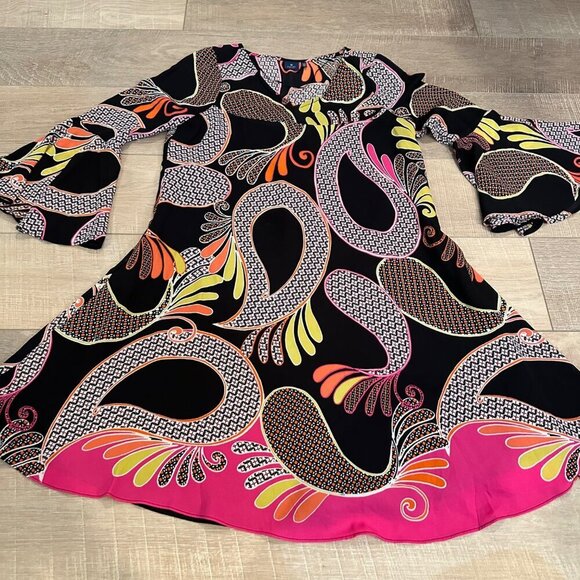 KAARI BLUE WOMENS RETRO DRESS BLACK AND PINK XS - Picture 2 of 7